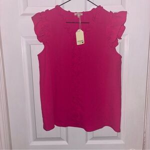 JODIFL women’s size medium hot pink ruffled blouse